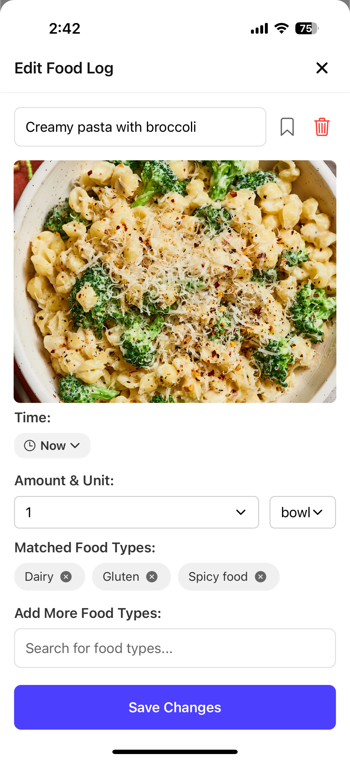 Food scanning screen